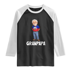 Granpapa Haitian Creole Grandpa Pride Raglan Shirt Grandfather Hispanic Haiti Heritage Father's Day TS02 Black White Print Your Wear