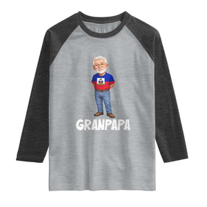Granpapa Haitian Creole Grandpa Pride Raglan Shirt Grandfather Hispanic Haiti Heritage Father's Day TS02 Heather Gray Heather Charcoal Print Your Wear