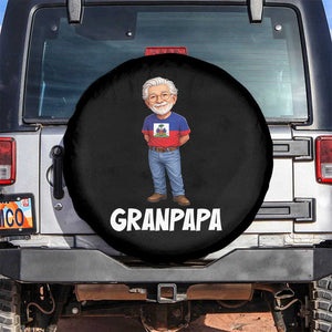 Granpapa Haitian Creole Grandpa Pride Spare Tire Cover Grandfather Hispanic Haiti Heritage Father's Day TS02 No hole Black Print Your Wear