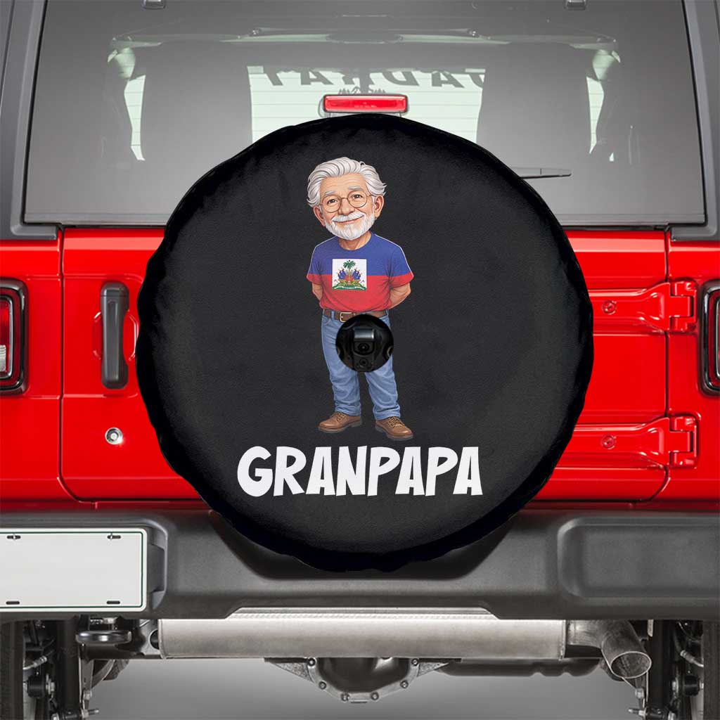 Granpapa Haitian Creole Grandpa Pride Spare Tire Cover Grandfather Hispanic Haiti Heritage Father's Day TS02 Black Print Your Wear