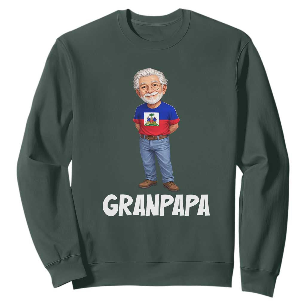 Granpapa Haitian Creole Grandpa Pride Sweatshirt Grandfather Hispanic Haiti Heritage Father's Day TS02 Dark Forest Green Print Your Wear