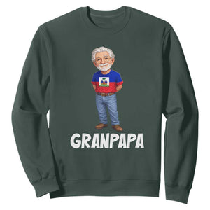 Granpapa Haitian Creole Grandpa Pride Sweatshirt Grandfather Hispanic Haiti Heritage Father's Day TS02 Dark Forest Green Print Your Wear