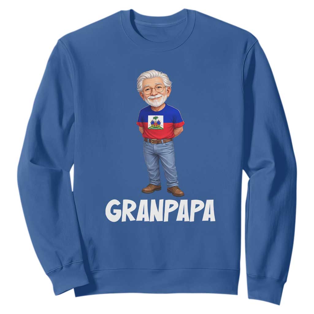 Granpapa Haitian Creole Grandpa Pride Sweatshirt Grandfather Hispanic Haiti Heritage Father's Day TS02 Royal Blue Print Your Wear