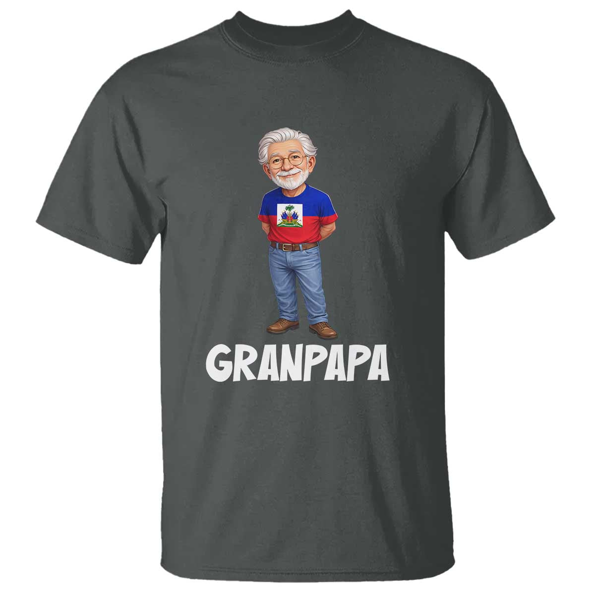 Granpapa Haitian Creole Grandpa Pride T Shirt Grandfather Hispanic Haiti Heritage Father's Day TS02 Dark Heather Print Your Wear