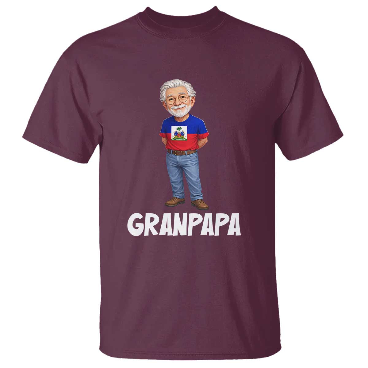 Granpapa Haitian Creole Grandpa Pride T Shirt Grandfather Hispanic Haiti Heritage Father's Day TS02 Maroon Print Your Wear