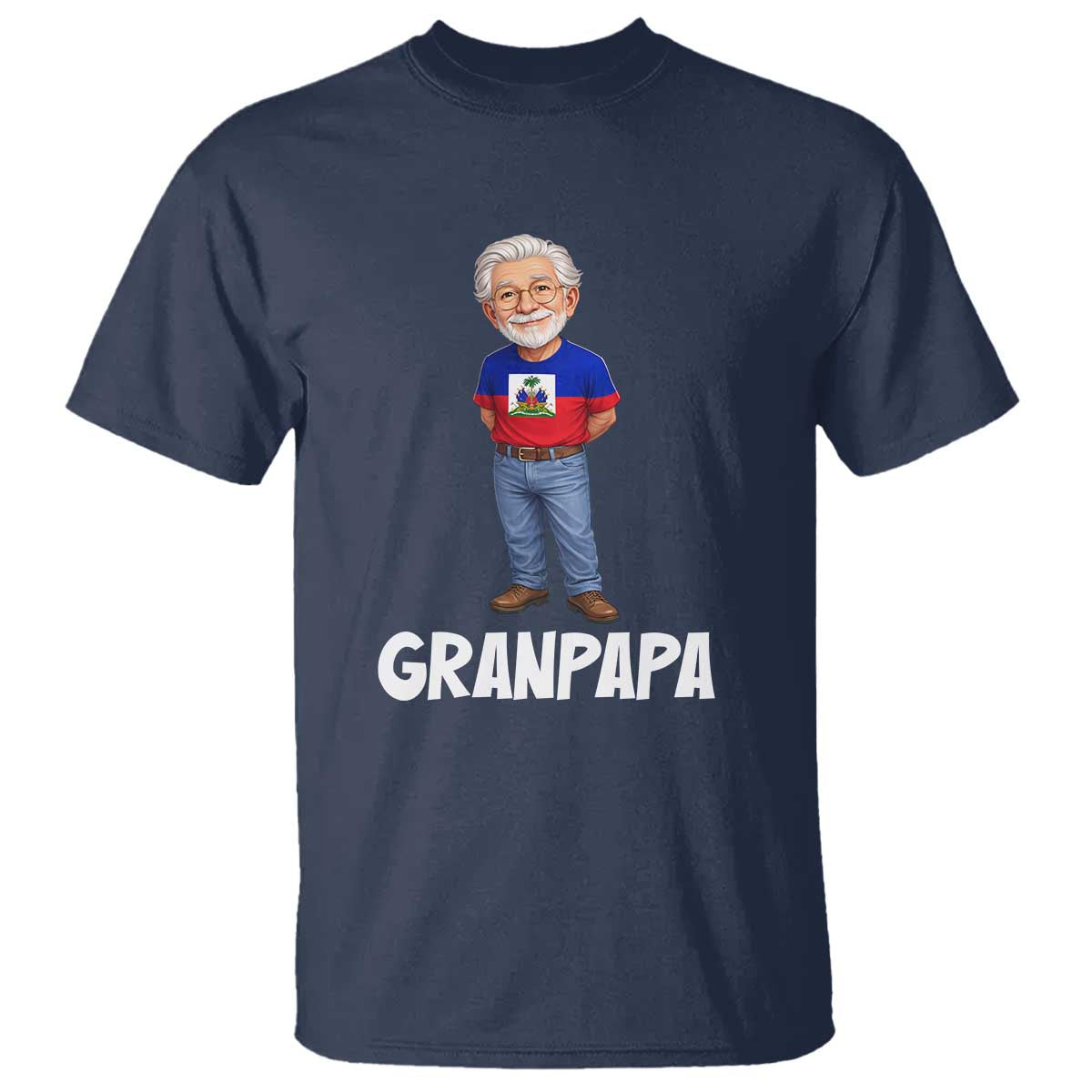 Granpapa Haitian Creole Grandpa Pride T Shirt Grandfather Hispanic Haiti Heritage Father's Day TS02 Navy Print Your Wear