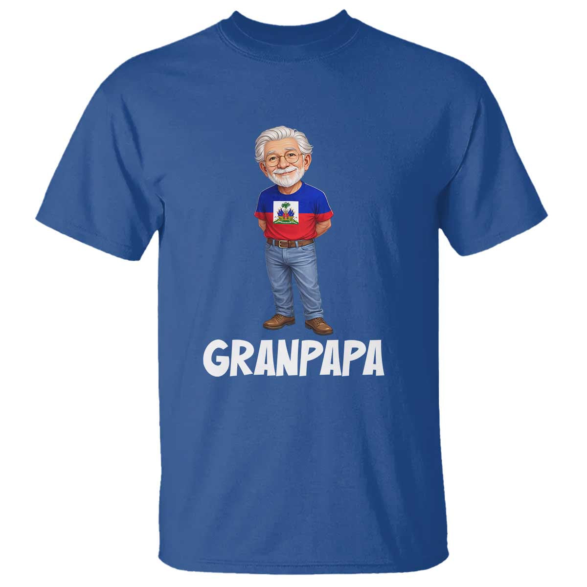 Granpapa Haitian Creole Grandpa Pride T Shirt Grandfather Hispanic Haiti Heritage Father's Day TS02 Royal Blue Print Your Wear