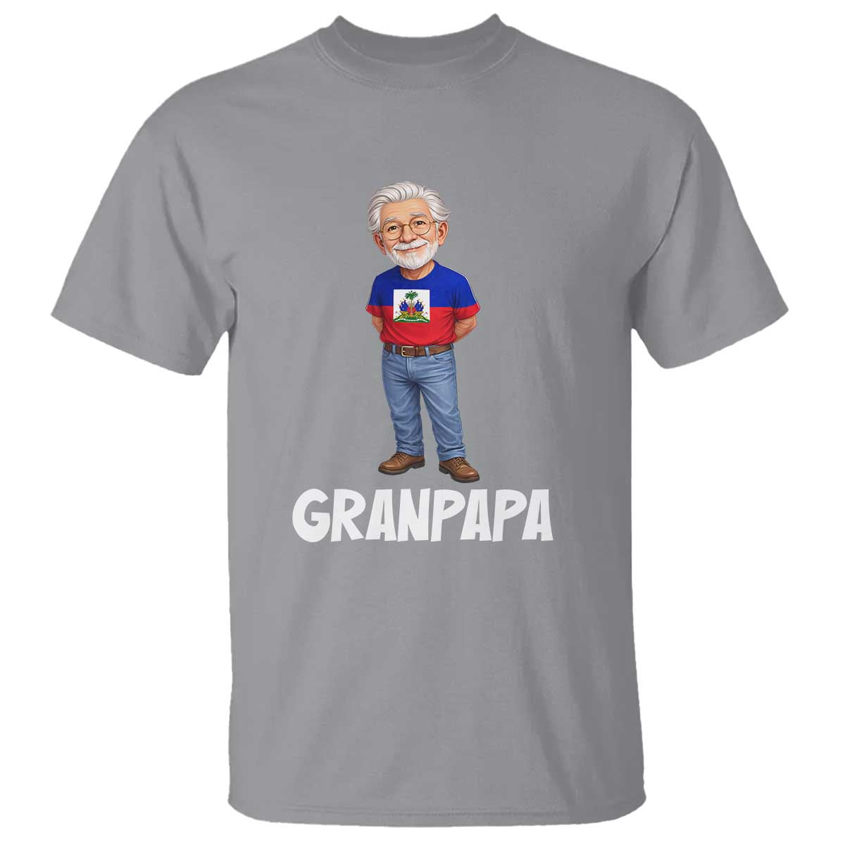 Granpapa Haitian Creole Grandpa Pride T Shirt Grandfather Hispanic Haiti Heritage Father's Day TS02 Sport Gray Print Your Wear