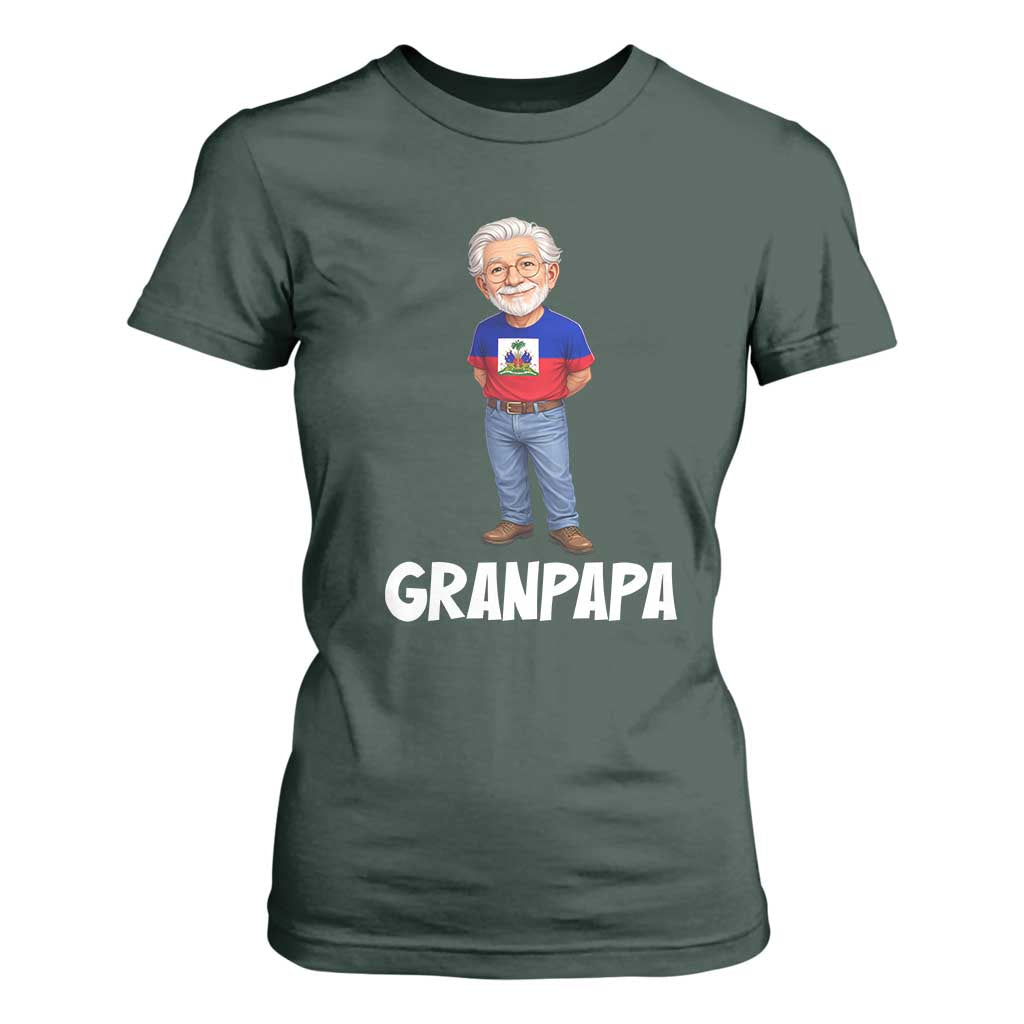 Granpapa Haitian Creole Grandpa Pride T Shirt For Women Grandfather Hispanic Haiti Heritage Father's Day TS02 Dark Forest Green Print Your Wear