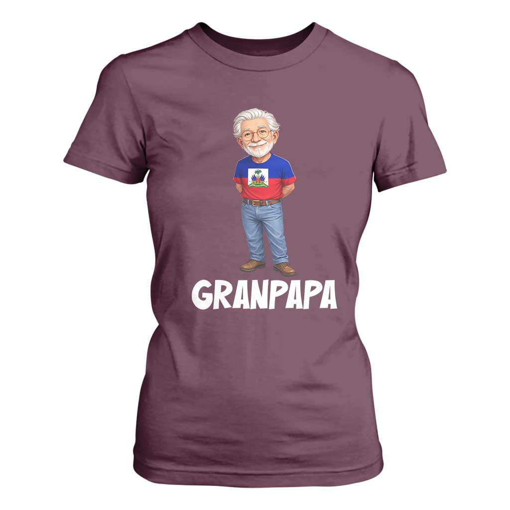 Granpapa Haitian Creole Grandpa Pride T Shirt For Women Grandfather Hispanic Haiti Heritage Father's Day TS02 Maroon Print Your Wear