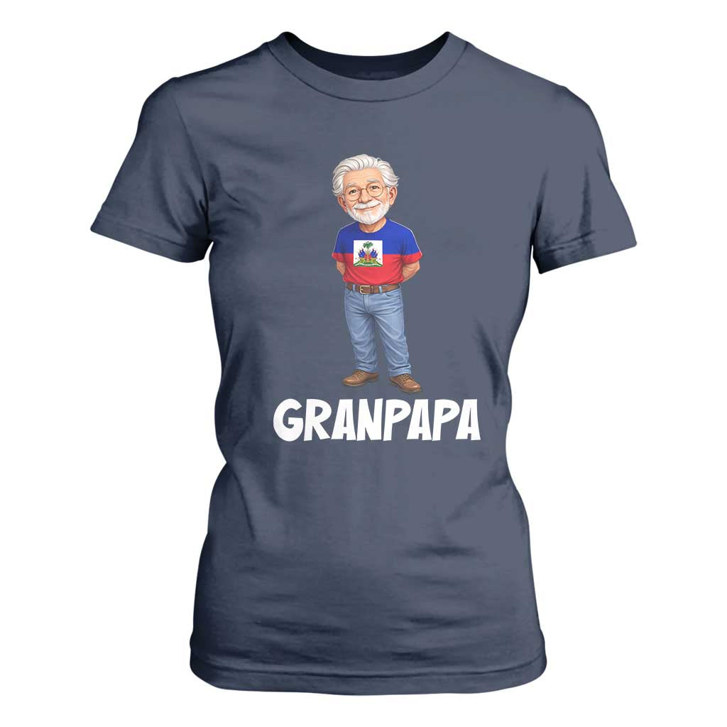 Granpapa Haitian Creole Grandpa Pride T Shirt For Women Grandfather Hispanic Haiti Heritage Father's Day TS02 Navy Print Your Wear