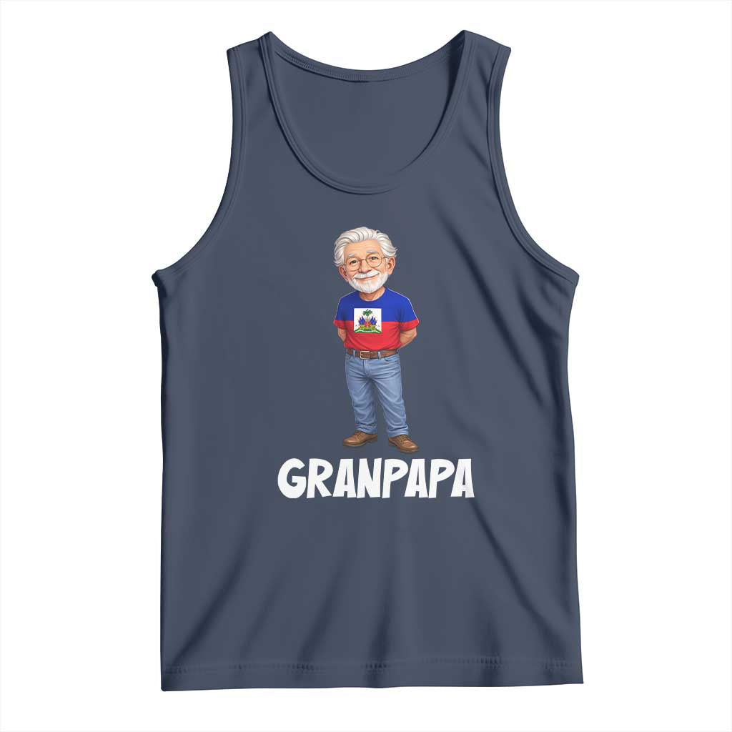 Granpapa Haitian Creole Grandpa Pride Tank Top Grandfather Hispanic Haiti Heritage Father's Day TS02 Navy Print Your Wear