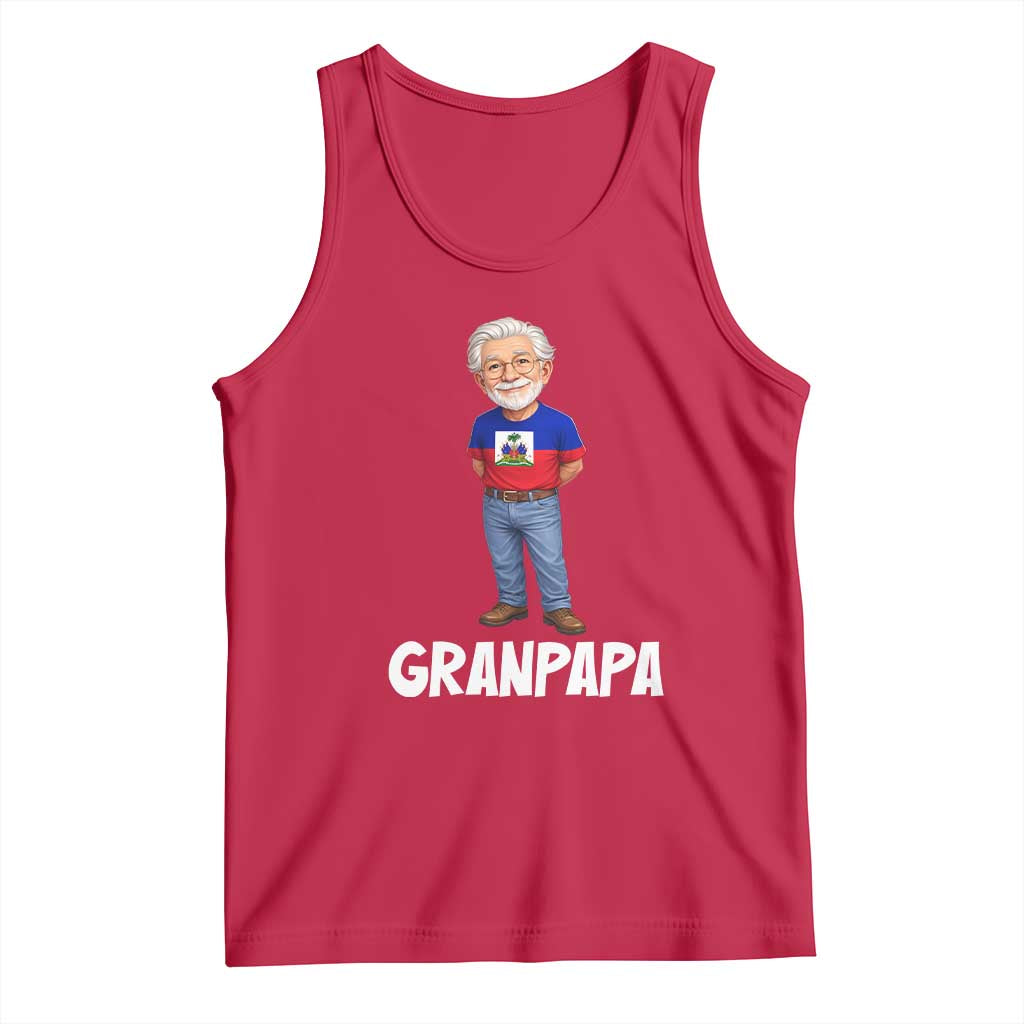 Granpapa Haitian Creole Grandpa Pride Tank Top Grandfather Hispanic Haiti Heritage Father's Day TS02 Red Print Your Wear