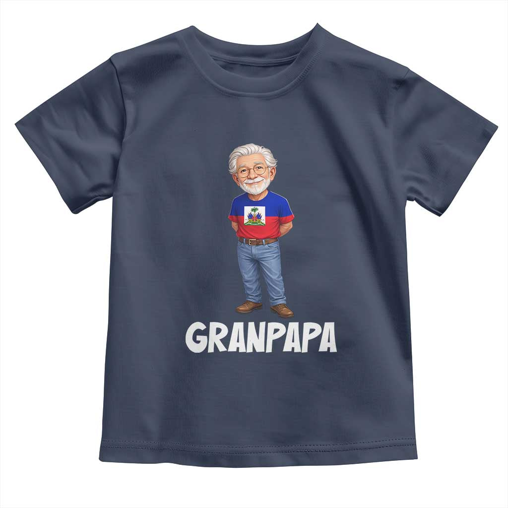 Granpapa Haitian Creole Grandpa Pride Toddler T Shirt Grandfather Hispanic Haiti Heritage Father's Day TS02 Navy Print Your Wear