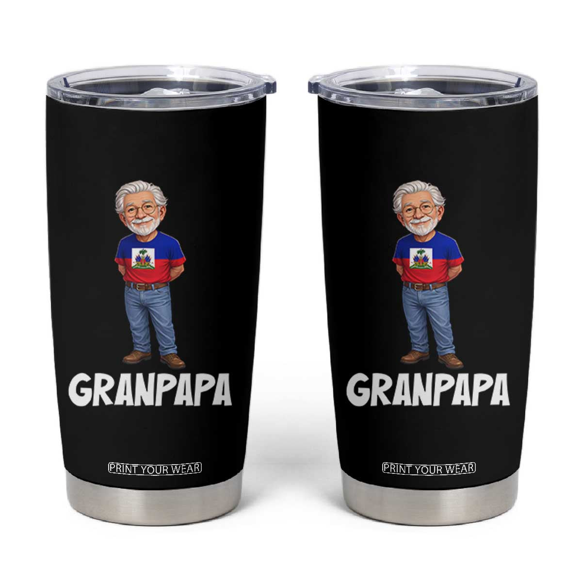 Granpapa Haitian Creole Grandpa Pride Tumbler Cup Grandfather Hispanic Haiti Heritage Father's Day TS02 Black Print Your Wear