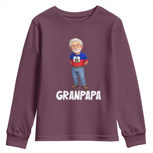 Granpapa Haitian Creole Grandpa Pride Youth Sweatshirt Grandfather Hispanic Haiti Heritage Father's Day TS02 Maroon Print Your Wear