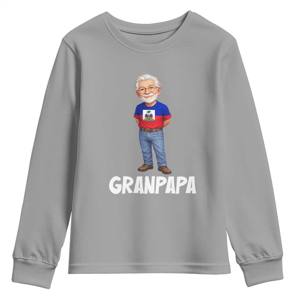 Granpapa Haitian Creole Grandpa Pride Youth Sweatshirt Grandfather Hispanic Haiti Heritage Father's Day TS02 Sport Gray Print Your Wear