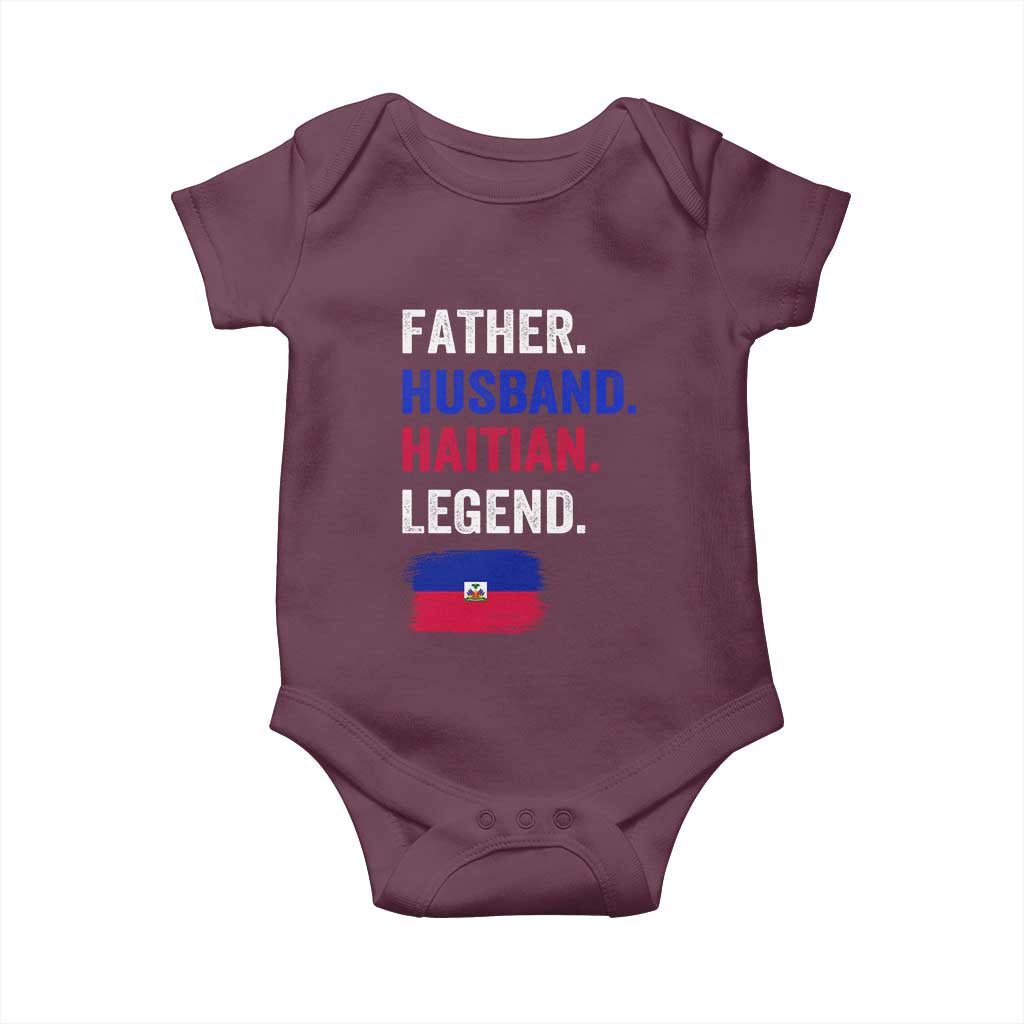 Father Husband Haitian Legend Baby Onesie Distressed Haiti Flag Dad Gift Father's Day TS02 Maroon Print Your Wear