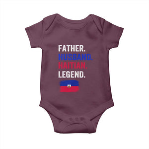 Father Husband Haitian Legend Baby Onesie Distressed Haiti Flag Dad Gift Father's Day TS02 Maroon Print Your Wear