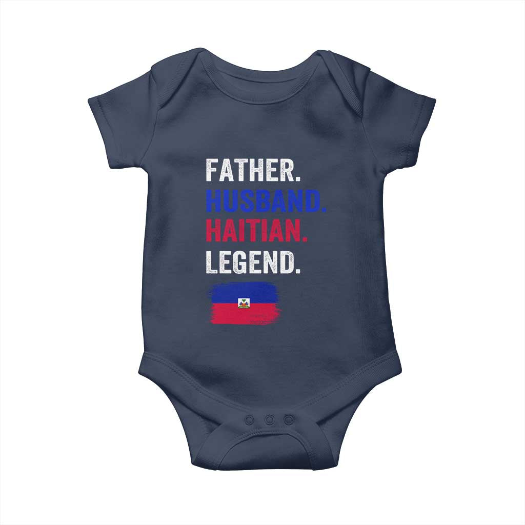 Father Husband Haitian Legend Baby Onesie Distressed Haiti Flag Dad Gift Father's Day TS02 Navy Print Your Wear