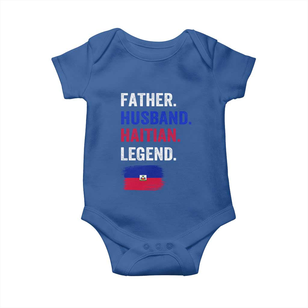 Father Husband Haitian Legend Baby Onesie Distressed Haiti Flag Dad Gift Father's Day TS02 Royal Blue Print Your Wear
