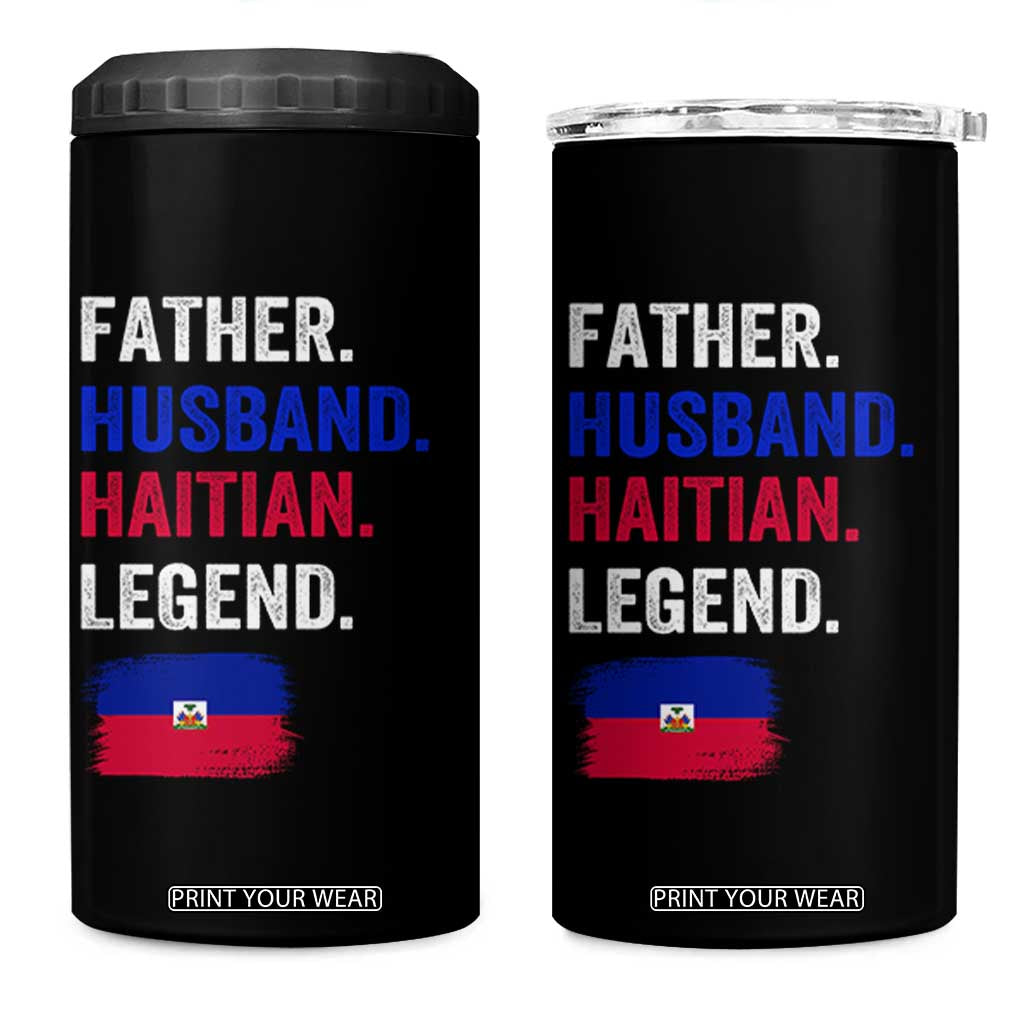 Father Husband Haitian Legend 4 in 1 Can Cooler Tumbler Distressed Haiti Flag Dad Gift Father's Day TS02 One Size: 16 oz Black Print Your Wear