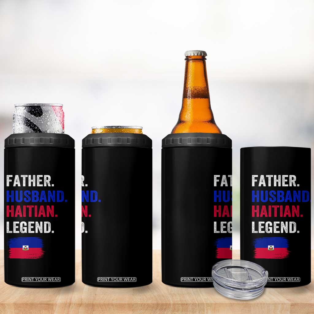 Father Husband Haitian Legend 4 in 1 Can Cooler Tumbler Distressed Haiti Flag Dad Gift Father's Day TS02 Print Your Wear