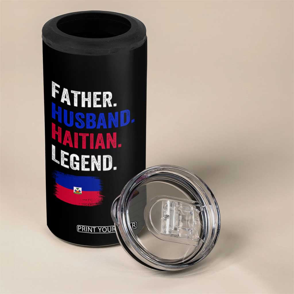 Father Husband Haitian Legend 4 in 1 Can Cooler Tumbler Distressed Haiti Flag Dad Gift Father's Day TS02 Print Your Wear