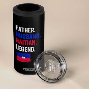 Father Husband Haitian Legend 4 in 1 Can Cooler Tumbler Distressed Haiti Flag Dad Gift Father's Day TS02 Print Your Wear