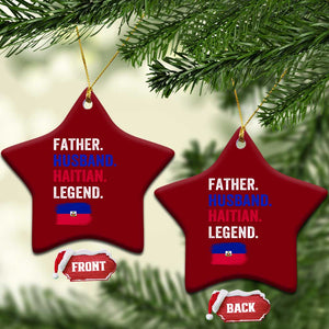 Father Husband Haitian Legend Ceramic Ornament Distressed Haiti Flag Dad Gift Father's Day TS02 Print Your Wear