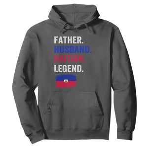 Father Husband Haitian Legend Hoodie Distressed Haiti Flag Dad Gift Father's Day TS02 Dark Heather Print Your Wear