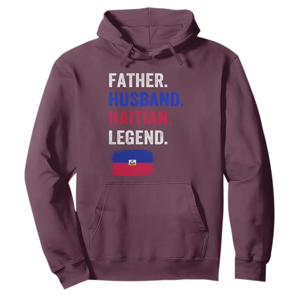 Father Husband Haitian Legend Hoodie Distressed Haiti Flag Dad Gift Father's Day TS02 Maroon Print Your Wear