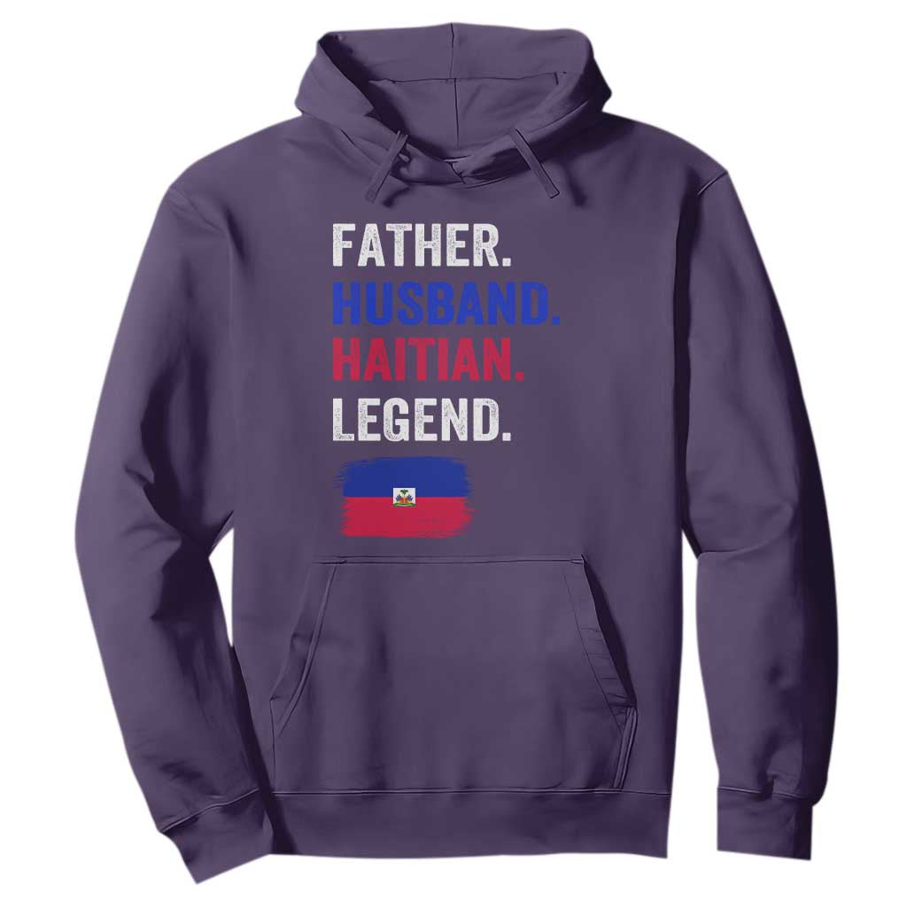 Father Husband Haitian Legend Hoodie Distressed Haiti Flag Dad Gift Father's Day TS02 Purple Print Your Wear