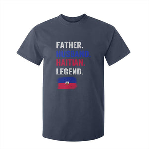 Father Husband Haitian Legend T Shirt For Kid Distressed Haiti Flag Dad Gift Father's Day TS02 Navy Print Your Wear