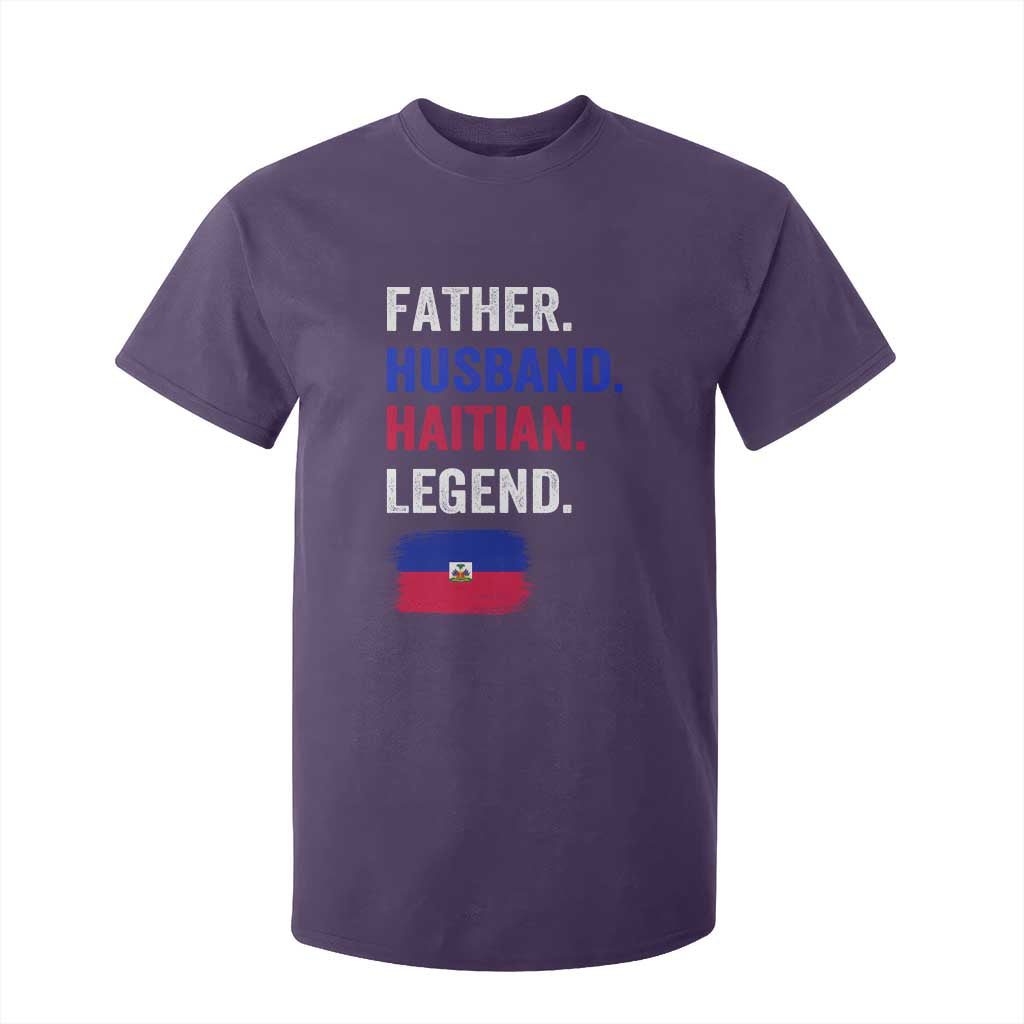 Father Husband Haitian Legend T Shirt For Kid Distressed Haiti Flag Dad Gift Father's Day TS02 Purple Print Your Wear