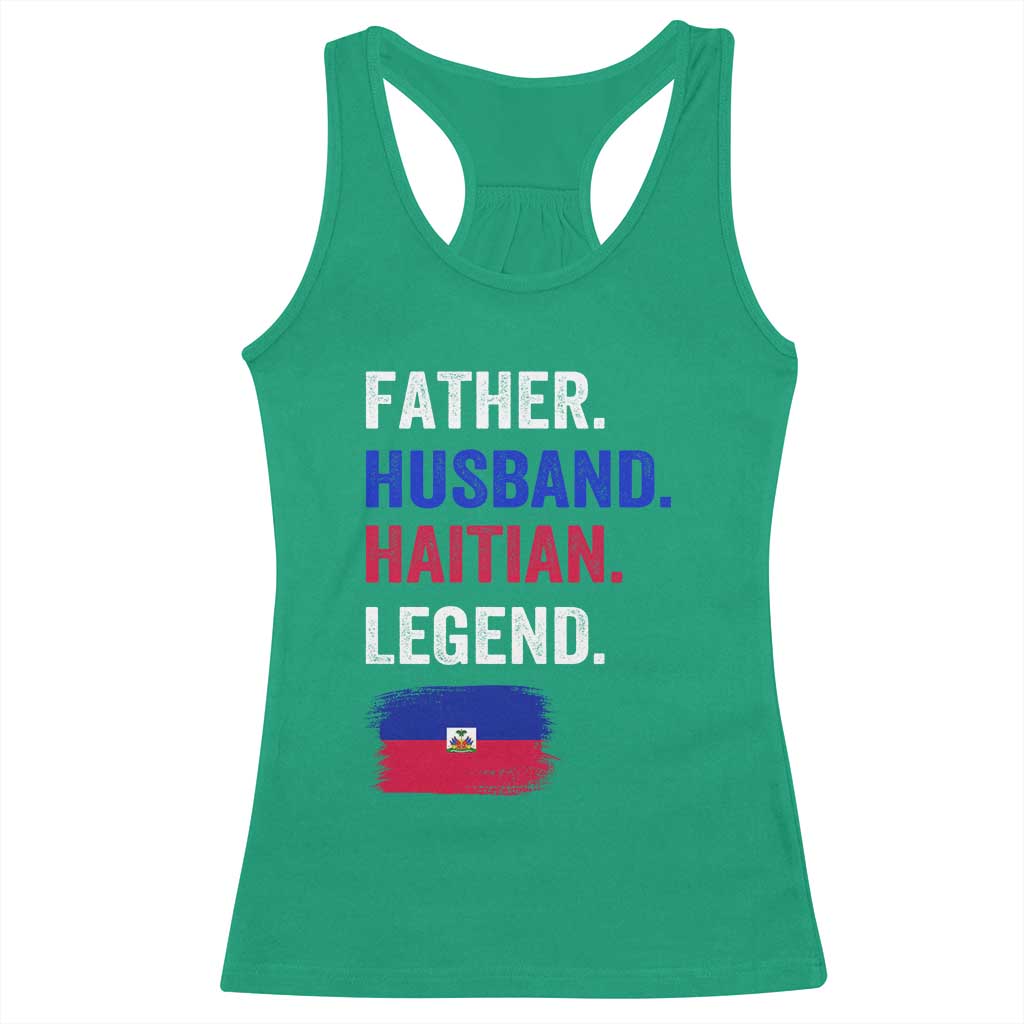 Father Husband Haitian Legend Racerback Tank Top Distressed Haiti Flag Dad Gift Father's Day TS02 Irish Green Print Your Wear