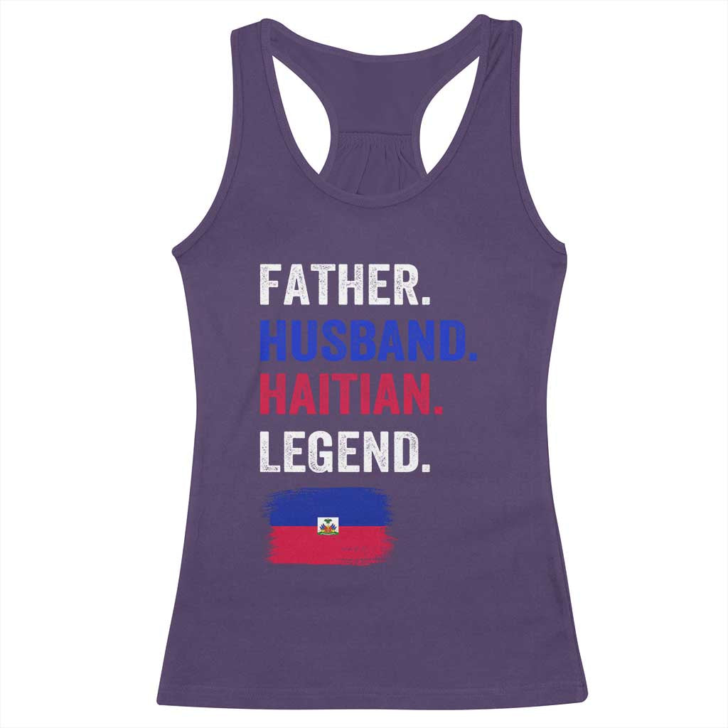 Father Husband Haitian Legend Racerback Tank Top Distressed Haiti Flag Dad Gift Father's Day TS02 Purple Print Your Wear
