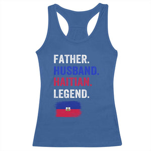 Father Husband Haitian Legend Racerback Tank Top Distressed Haiti Flag Dad Gift Father's Day TS02 Royal Blue Print Your Wear