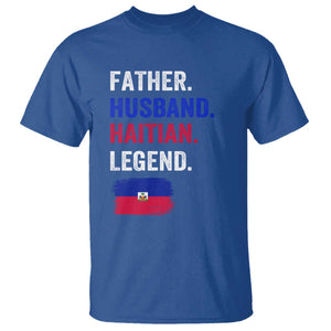 Father Husband Haitian Legend T Shirt Distressed Haiti Flag Dad Gift Father's Day TS02 Royal Blue Print Your Wear