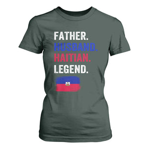 Father Husband Haitian Legend T Shirt For Women Distressed Haiti Flag Dad Gift Father's Day TS02 Dark Forest Green Print Your Wear