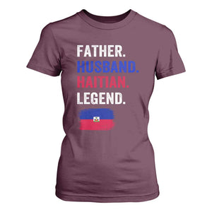 Father Husband Haitian Legend T Shirt For Women Distressed Haiti Flag Dad Gift Father's Day TS02 Maroon Print Your Wear