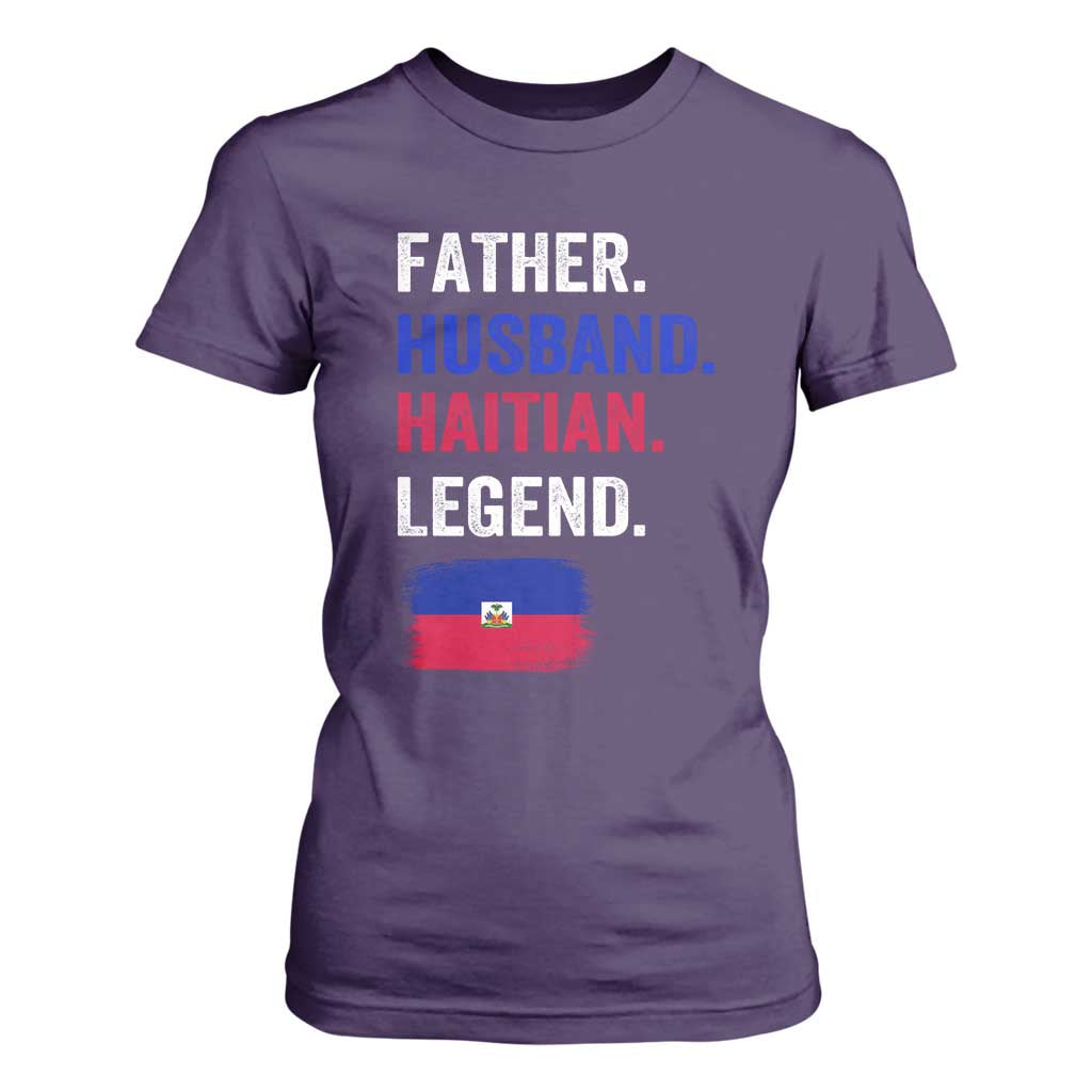 Father Husband Haitian Legend T Shirt For Women Distressed Haiti Flag Dad Gift Father's Day TS02 Purple Print Your Wear