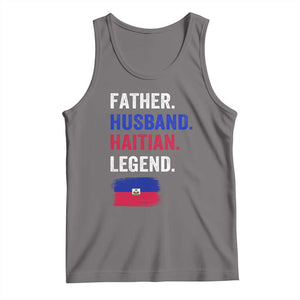 Father Husband Haitian Legend Tank Top Distressed Haiti Flag Dad Gift Father's Day TS02 Deep Heather Print Your Wear