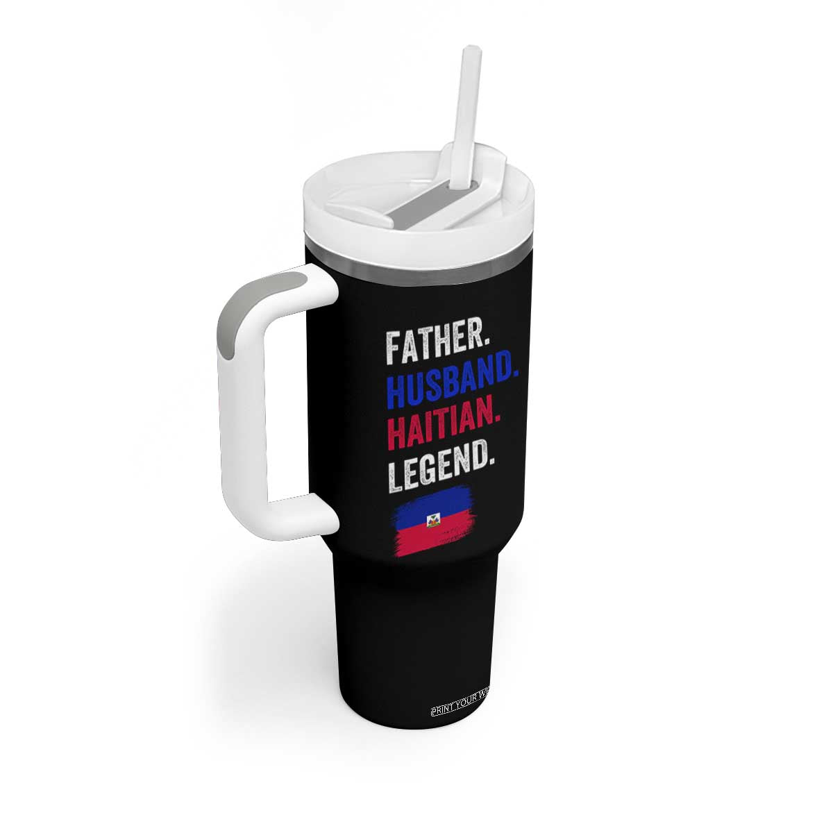 Father Husband Haitian Legend Tumbler With Handle Distressed Haiti Flag Dad Gift Father's Day TS02 Print Your Wear