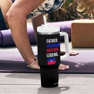 Father Husband Haitian Legend Tumbler With Handle Distressed Haiti Flag Dad Gift Father's Day TS02 Print Your Wear