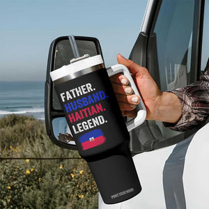 Father Husband Haitian Legend Tumbler With Handle Distressed Haiti Flag Dad Gift Father's Day TS02 Print Your Wear