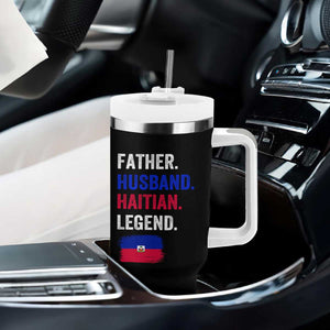 Father Husband Haitian Legend Tumbler With Handle Distressed Haiti Flag Dad Gift Father's Day TS02 Print Your Wear