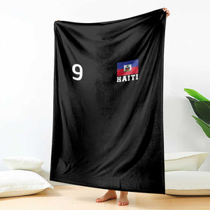 Haiti Soccer Jersey Style Number 9 Graphic Throw Blanket Haitian Flag Football Sports Fan TS02 Print Your Wear
