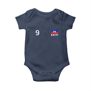 Haiti Soccer Jersey Style Number 9 Graphic Baby Onesie Haitian Flag Football Sports Fan TS02 Navy Print Your Wear