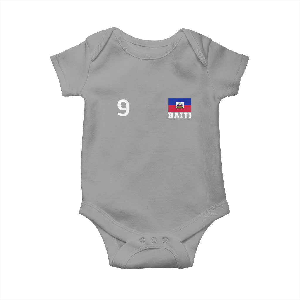 Haiti Soccer Jersey Style Number 9 Graphic Baby Onesie Haitian Flag Football Sports Fan TS02 Sport Gray Print Your Wear